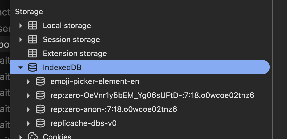 Zero's IndexedDB databases are prefixed with 'rep' or 'replicache' because ... well because we haven't fixed this yet.