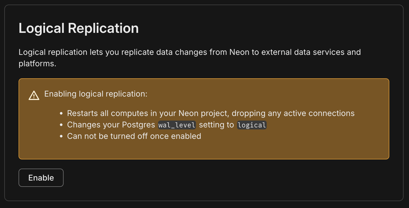 Enable logical replication
