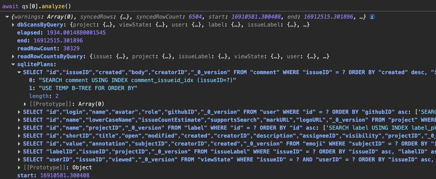 SQLite EXPLAIN QUERY PLAN output
